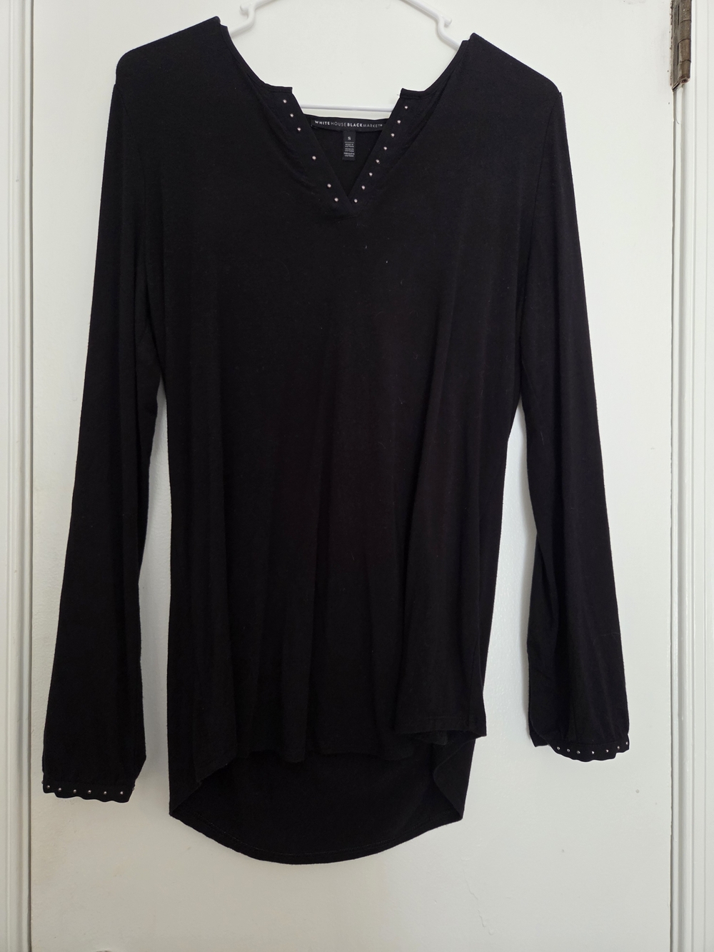 White House Black Market Studded Long Sleeve Tunic Top Black Size Small